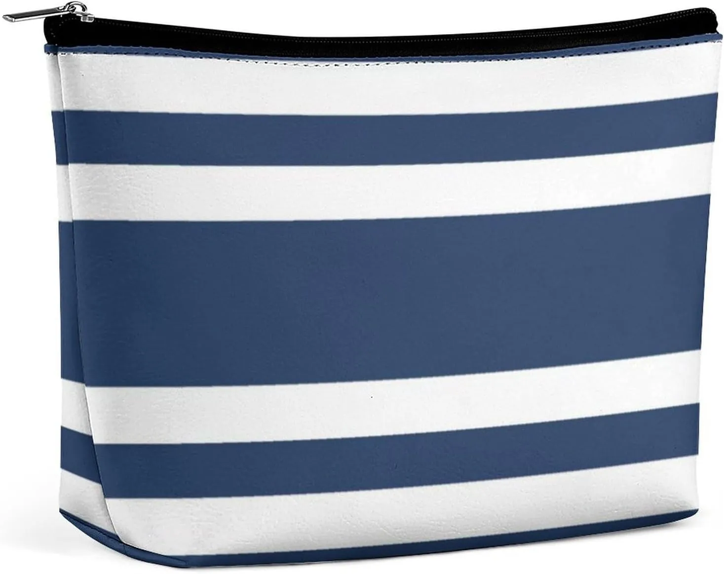 Travel Makeup Bag, Navy Blue and White Stripe Cosmetic Bags for Women Large Capacity Waterproof Toiletry Pouch Make up Organizer