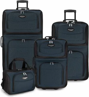 Travel Select Amsterdam Expandable Rolling Upright Luggage, Navy, 4-Piece Set