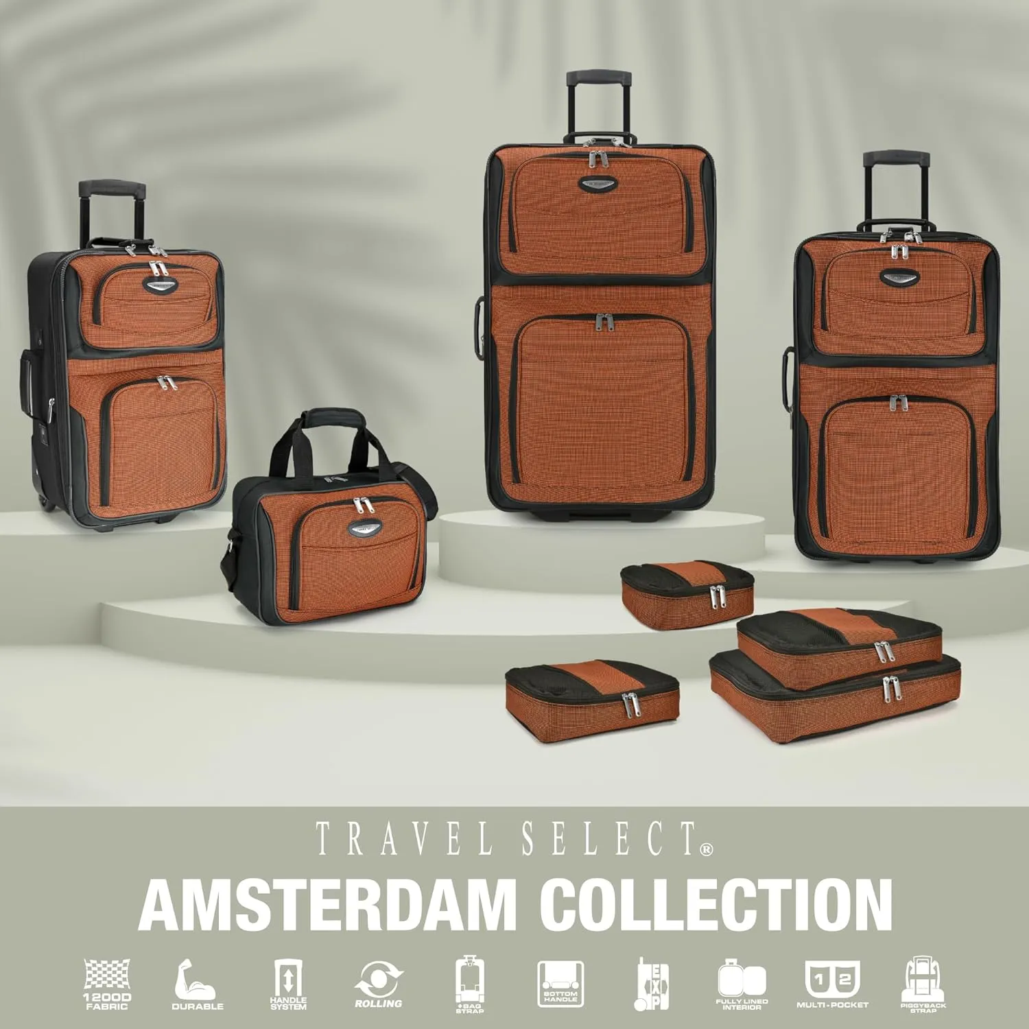 Travel Select Amsterdam Expandable Rolling Upright Luggage, Navy, 4-Piece Set