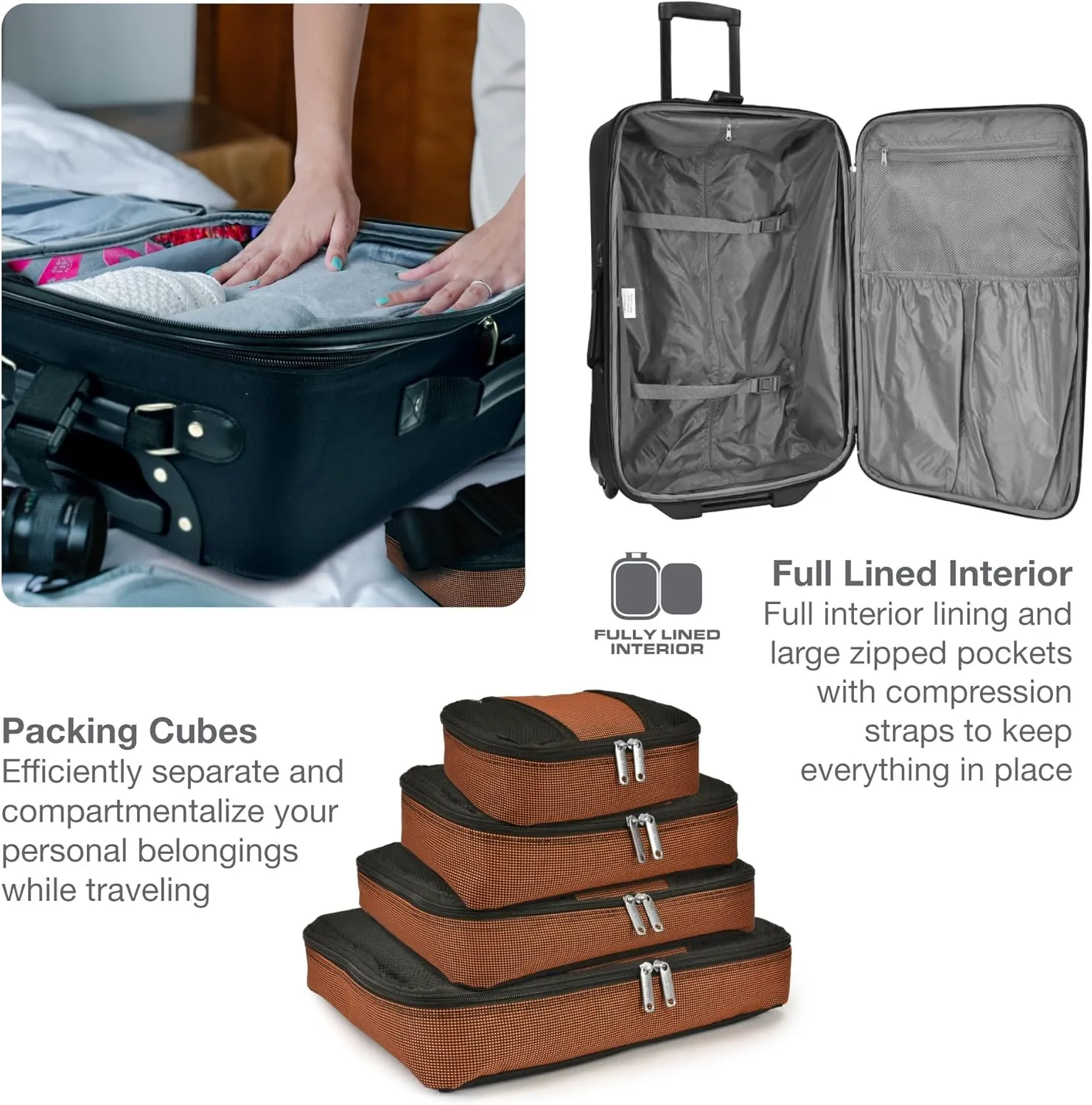 Travel Select Amsterdam Expandable Rolling Upright Luggage, Navy, 4-Piece Set