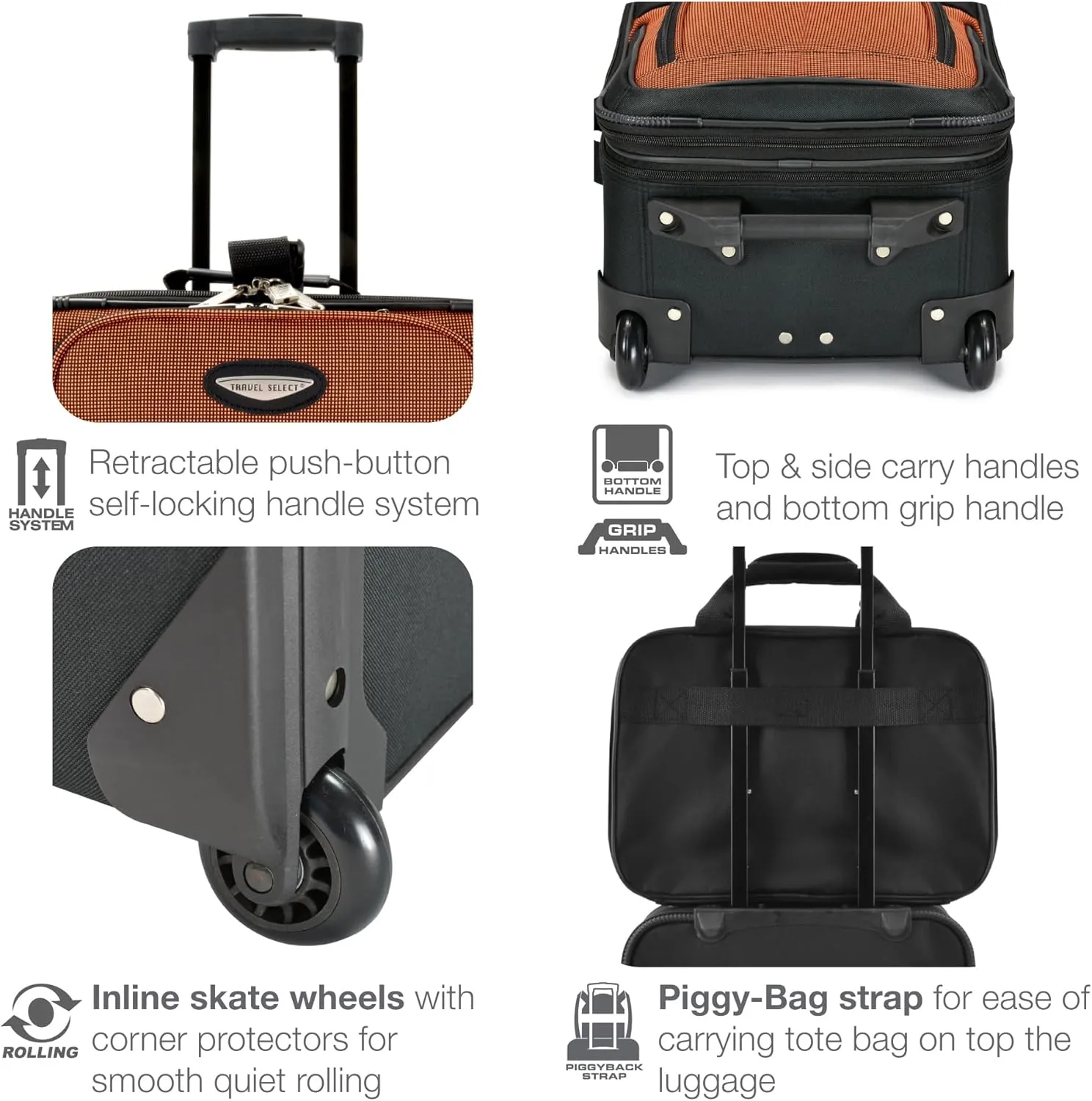Travel Select Amsterdam Expandable Rolling Upright Luggage, Navy, 4-Piece Set
