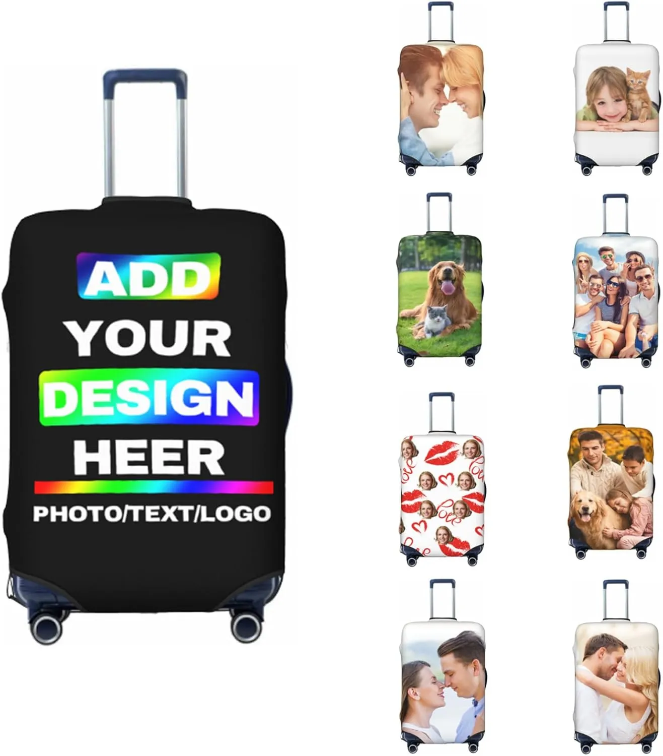Travel Suitcase Cover Design Your Name Photo Text LOGO Different Design Travel Suitcase Case Protector for 18-32 Inch Suitcase