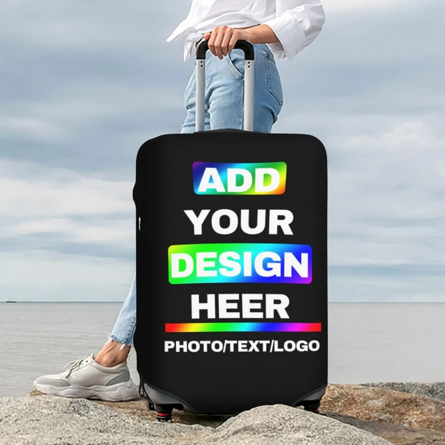 Travel Suitcase Cover Design Your Name Photo Text LOGO Different Design Travel Suitcase Case Protector for 18-32 Inch Suitcase