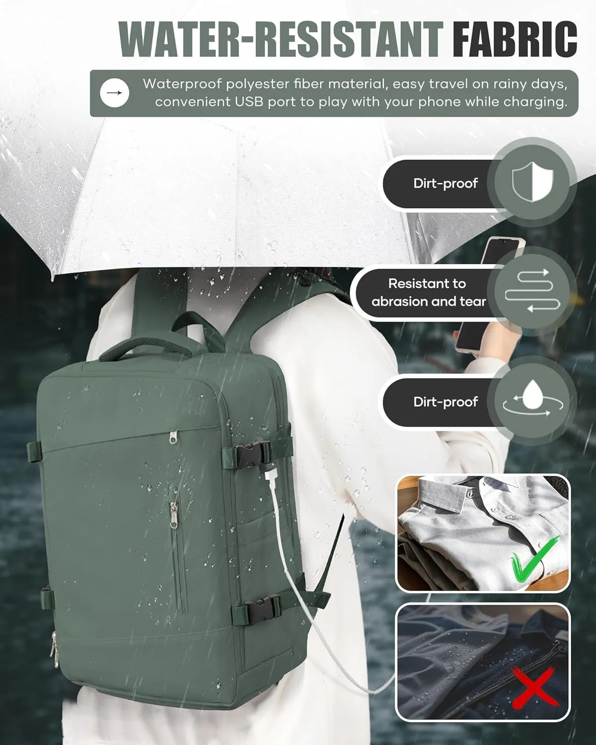 Travel Vacuum Backpack Airback Vacpack Seal Packing Backpack with Pump Storage Vacuum Compression Seal Bags Carrry on Flight Approved Personal Item Compression Laptop Work Back Pack Dark Green