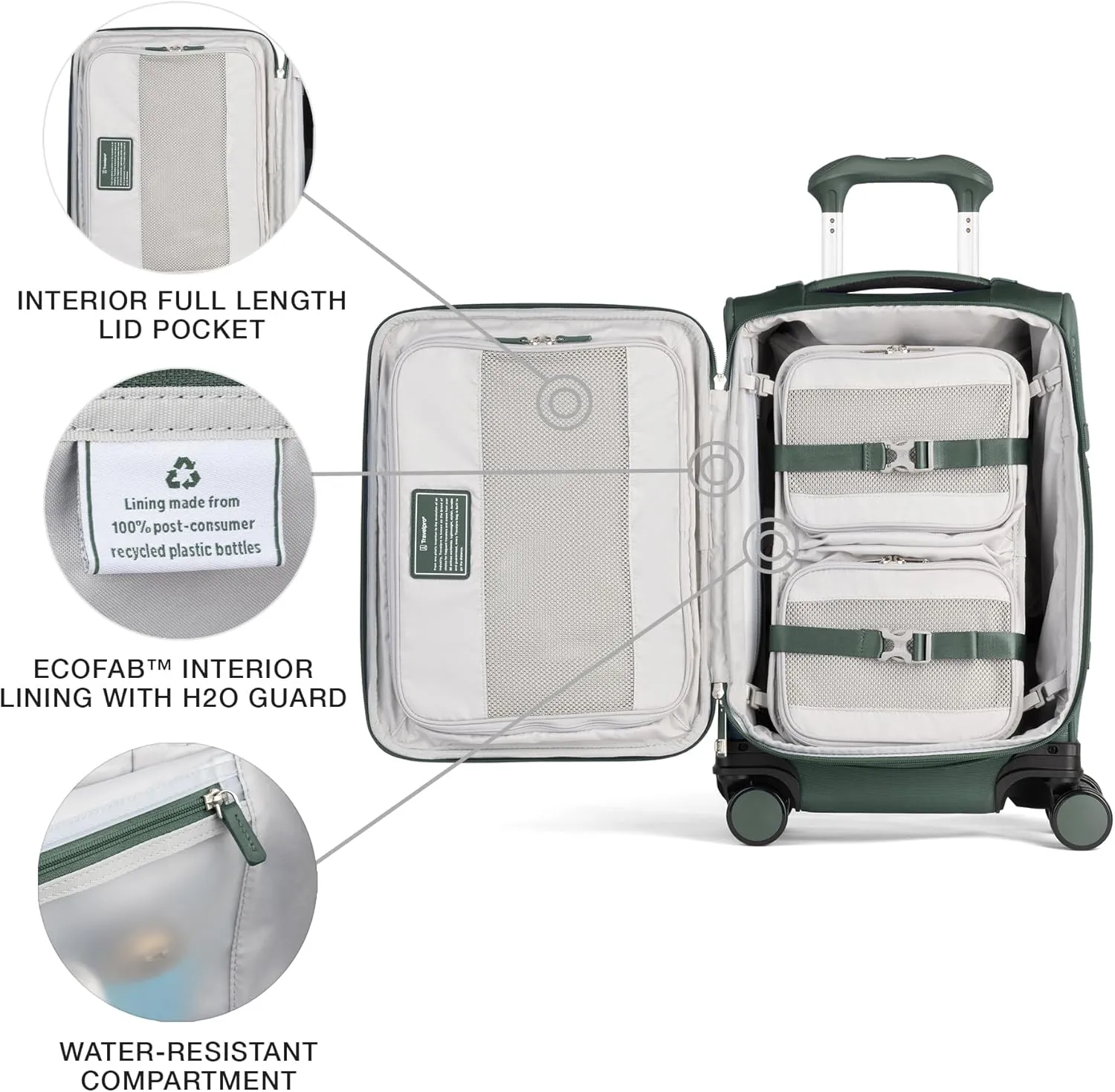Travelpro VersaPack  Lightweight Softside Expandable Carry on Luggage, 8 Spinner Suitcase, TSA Lock, Men and Women, Carry On 21-Inch, Desert Sage Green