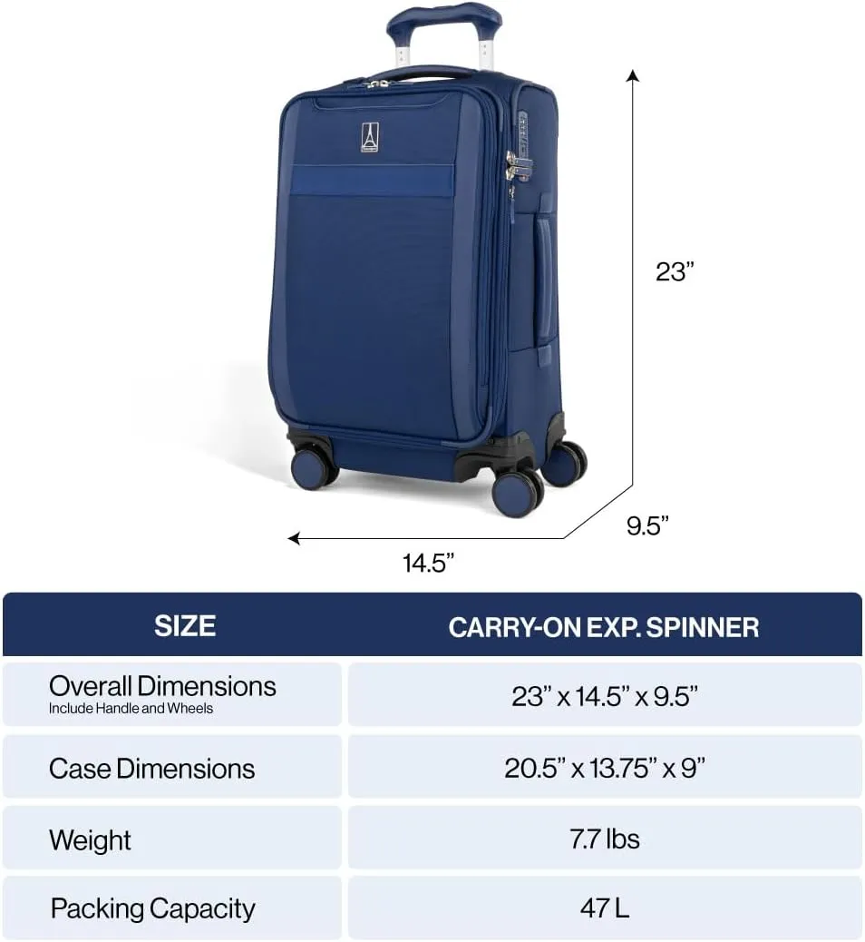 Travelpro VersaPack  Lightweight Softside Expandable Carry on Luggage, 8 Spinner Suitcase, TSA Lock, Men and Women, Carry On 21-Inch, Desert Sage Green