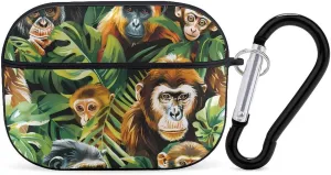 Tropical Monkey Funny Hard Case Compatible with Airpods Pro Earbuds Headset Cover Protective Storage Bag for Men Women