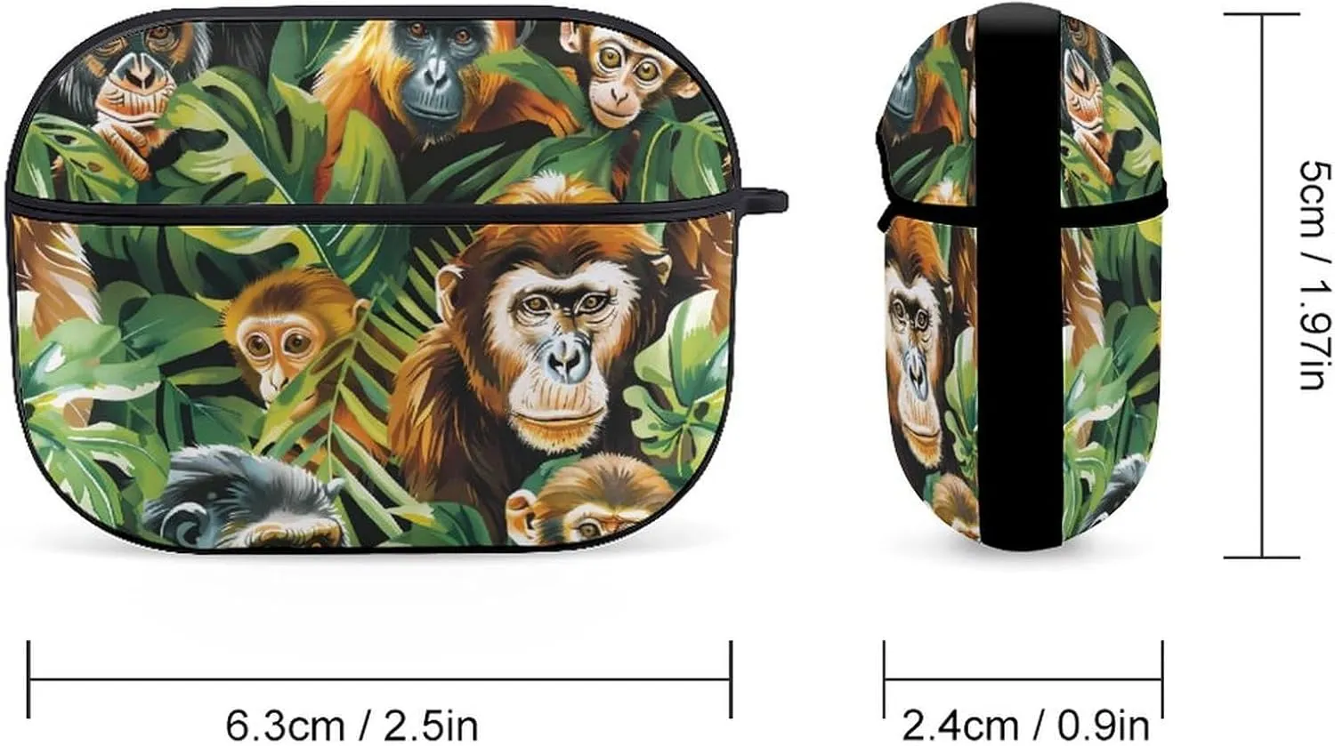 Tropical Monkey Funny Hard Case Compatible with Airpods Pro Earbuds Headset Cover Protective Storage Bag for Men Women