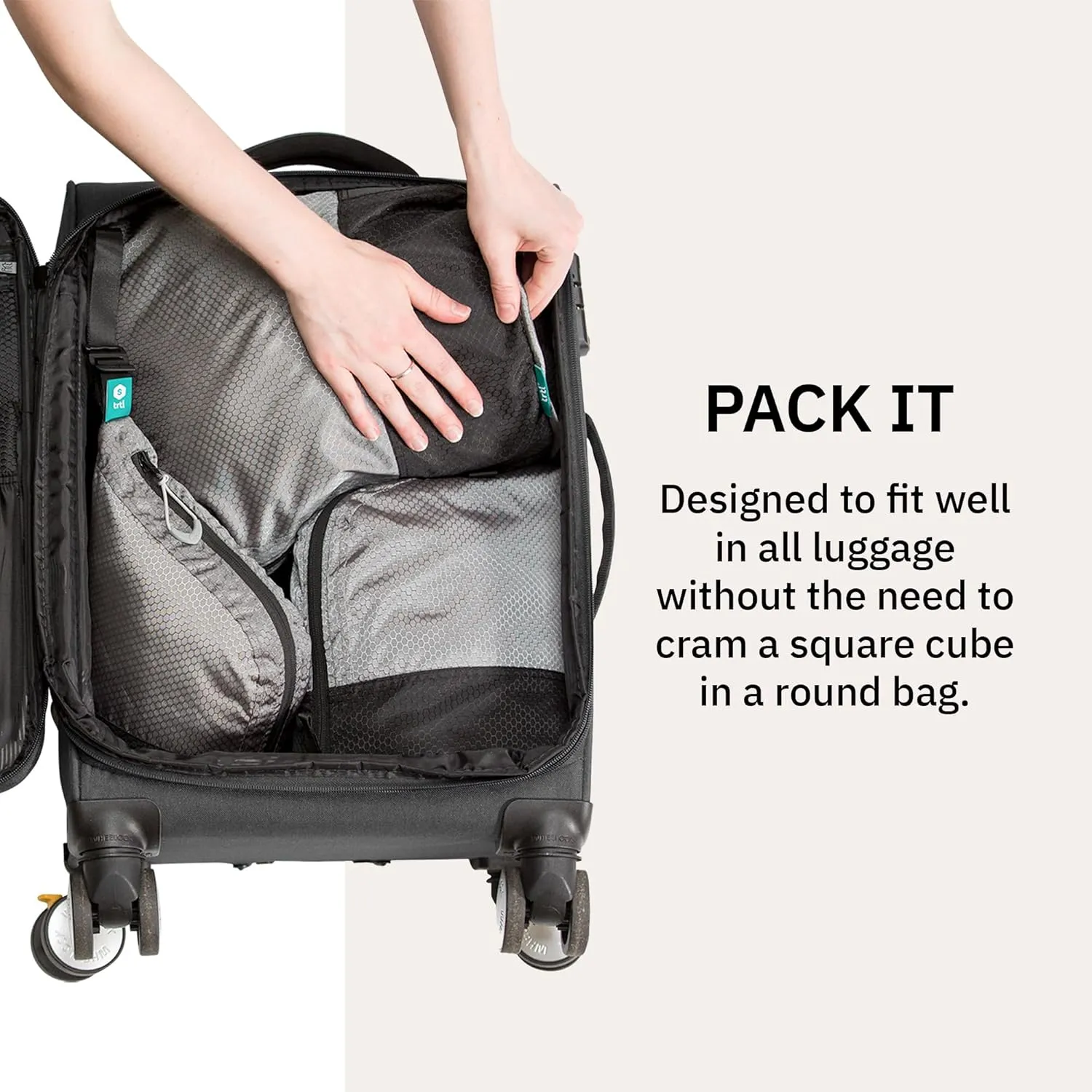 trtl Packing Pods - Packing Cubes for Travel - Compression Packing Cube to Make Travel Easy - Comes with 3 Cube Sizes (Small, Medium, Large)