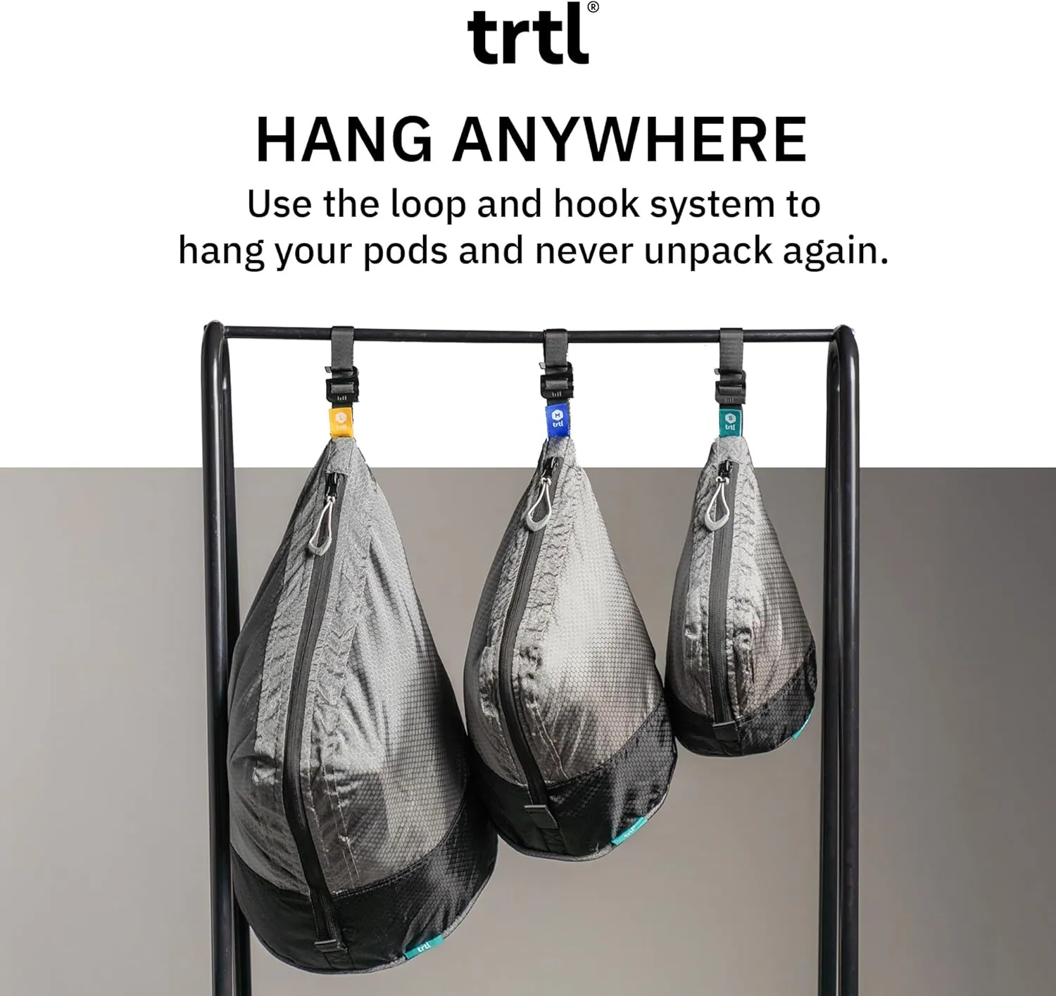 trtl Packing Pods - Packing Cubes for Travel - Compression Packing Cube to Make Travel Easy - Comes with 3 Cube Sizes (Small, Medium, Large)