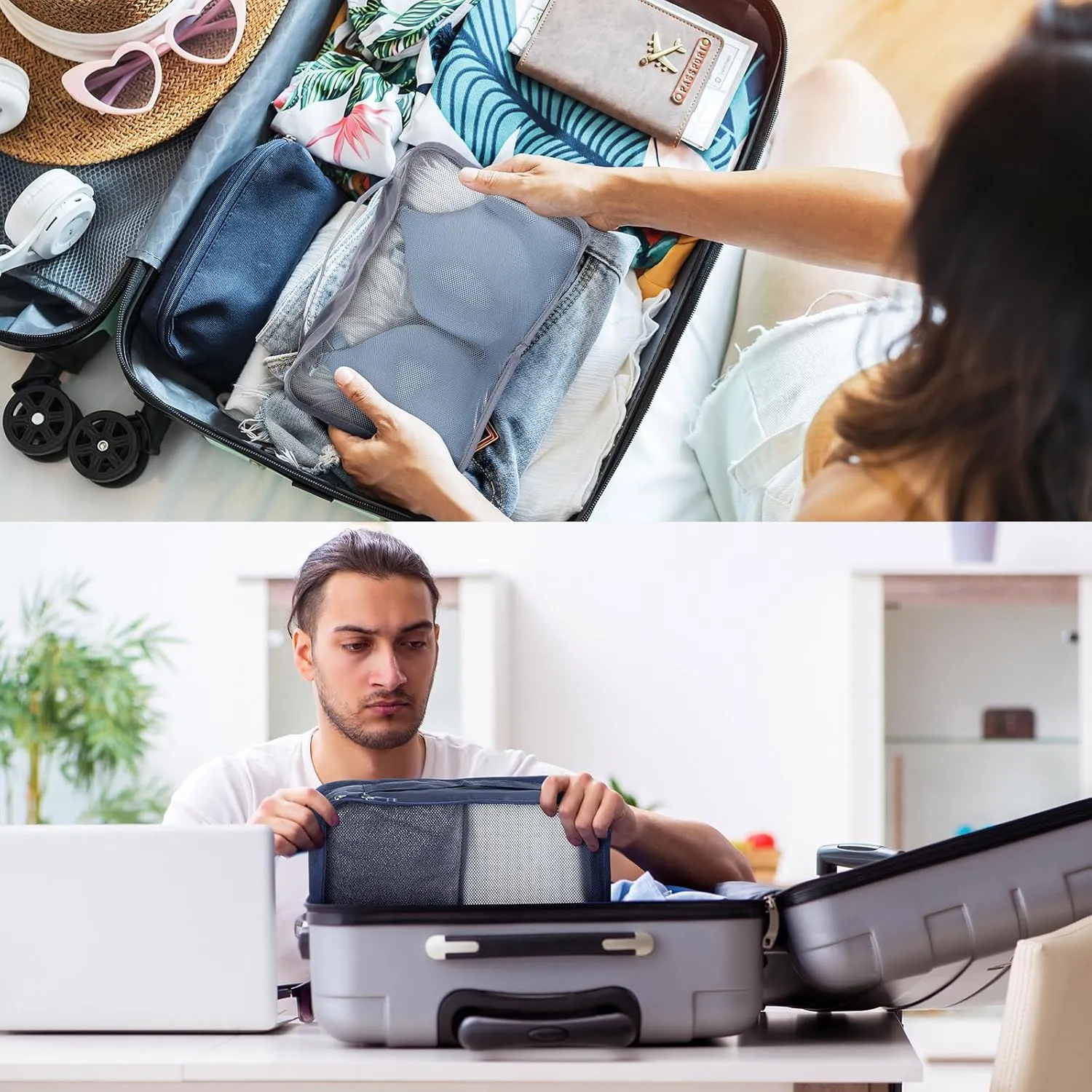 Tudomro 12 Pcs Large Packing Cubes Luggage Organizers for Suitcase Mesh Travel Organizer Bags Travel Packing Organizers for Traveling Camping Hiking