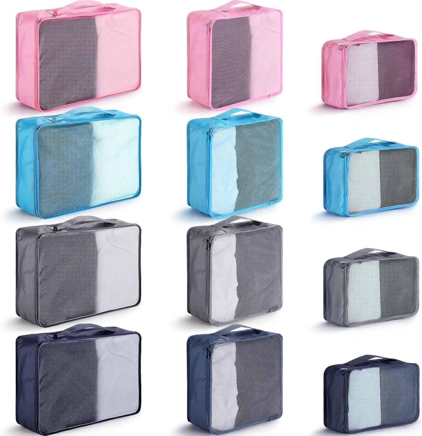 Tudomro 12 Pcs Large Packing Cubes Luggage Organizers for Suitcase Mesh Travel Organizer Bags Travel Packing Organizers for Traveling Camping Hiking