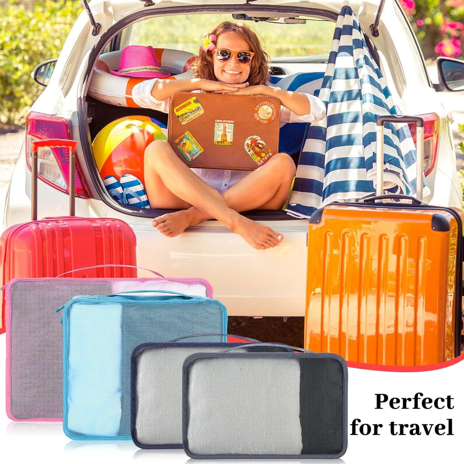 Tudomro 12 Pcs Large Packing Cubes Luggage Organizers for Suitcase Mesh Travel Organizer Bags Travel Packing Organizers for Traveling Camping Hiking