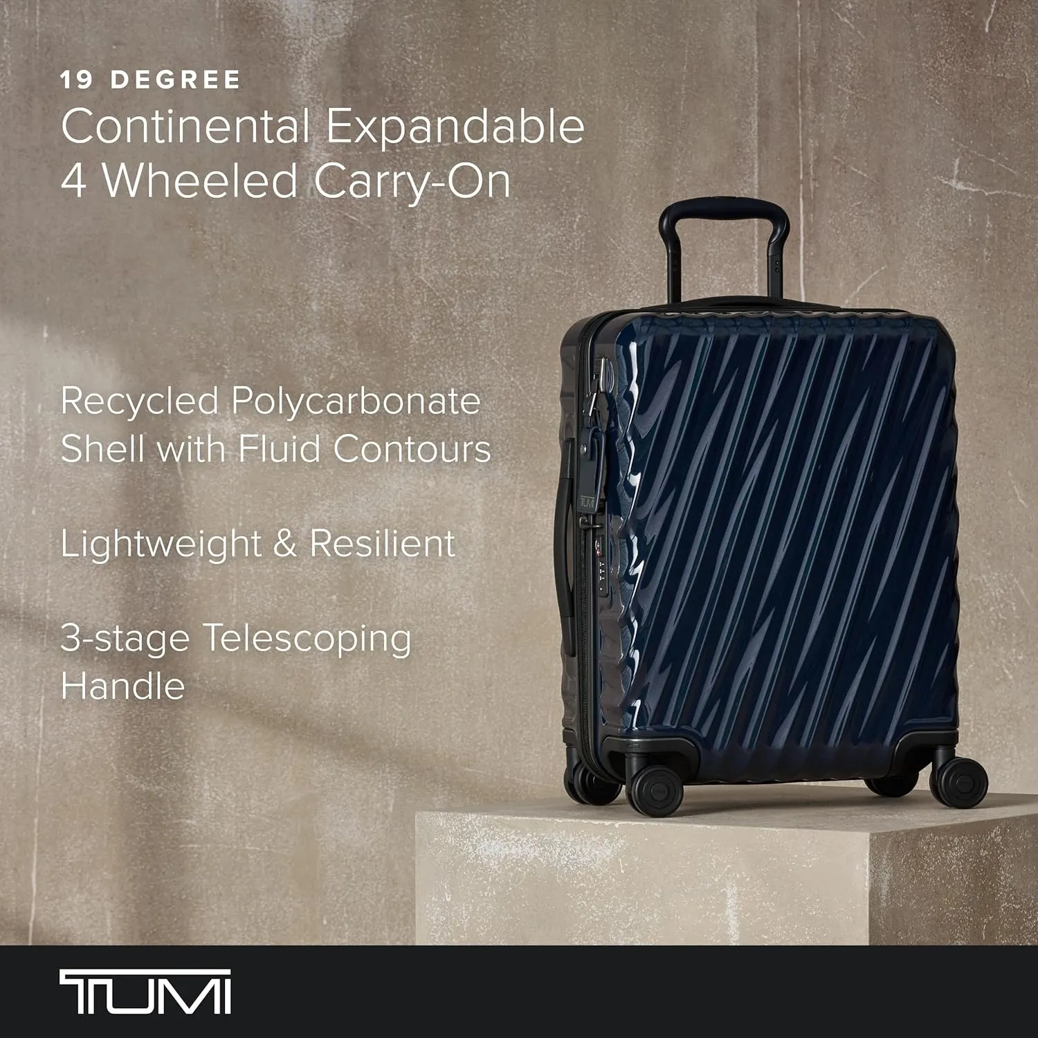 TUMI - 19 Degree Continental Expandable 4 Wheeled Carry-On - Carry-On Bag - Travel Accessories - 21.8" X 15.8" X 9.0" - Navy