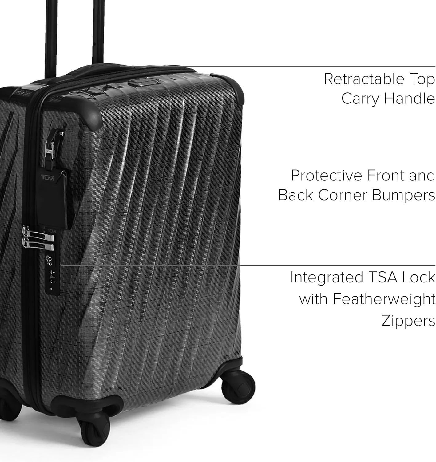 TUMI - 19 Degree Lite 4 Wheel Luggage - Lightweight and Highly Durable, Modern Contour, Hard Shell Men's and Women's Suitcase - 21.75" Continental Carry-On, Black Graphite