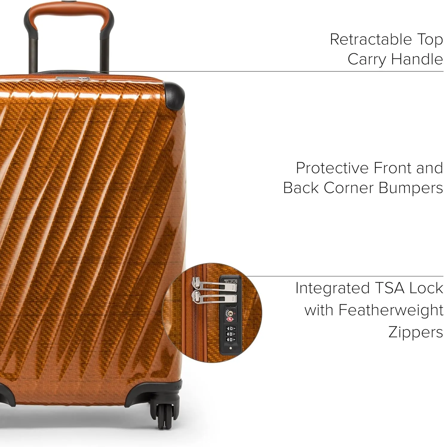 TUMI - 19 Degree Lite 4 Wheel Luggage - Lightweight and Highly Durable, Modern Contour, Hard Shell Men's and Women's Suitcase - 21.75" International Carry-On, Amber
