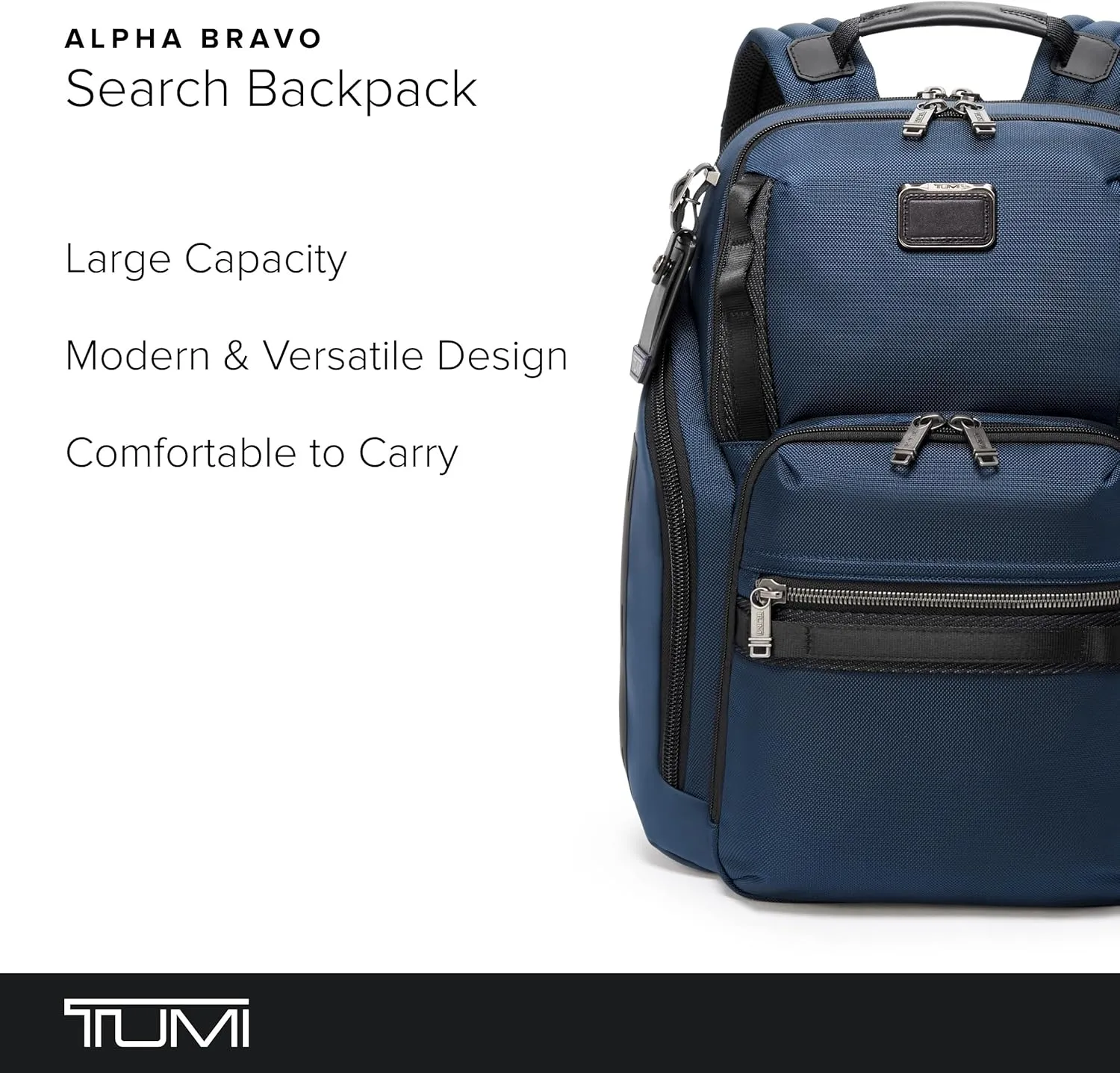 TUMI - Alpha Bravo Search Backpack - Laptop Backpack for Men & Women - Backpack for Work & Travel - 17.0" X 14.0" X 8.3" - Navy Blue