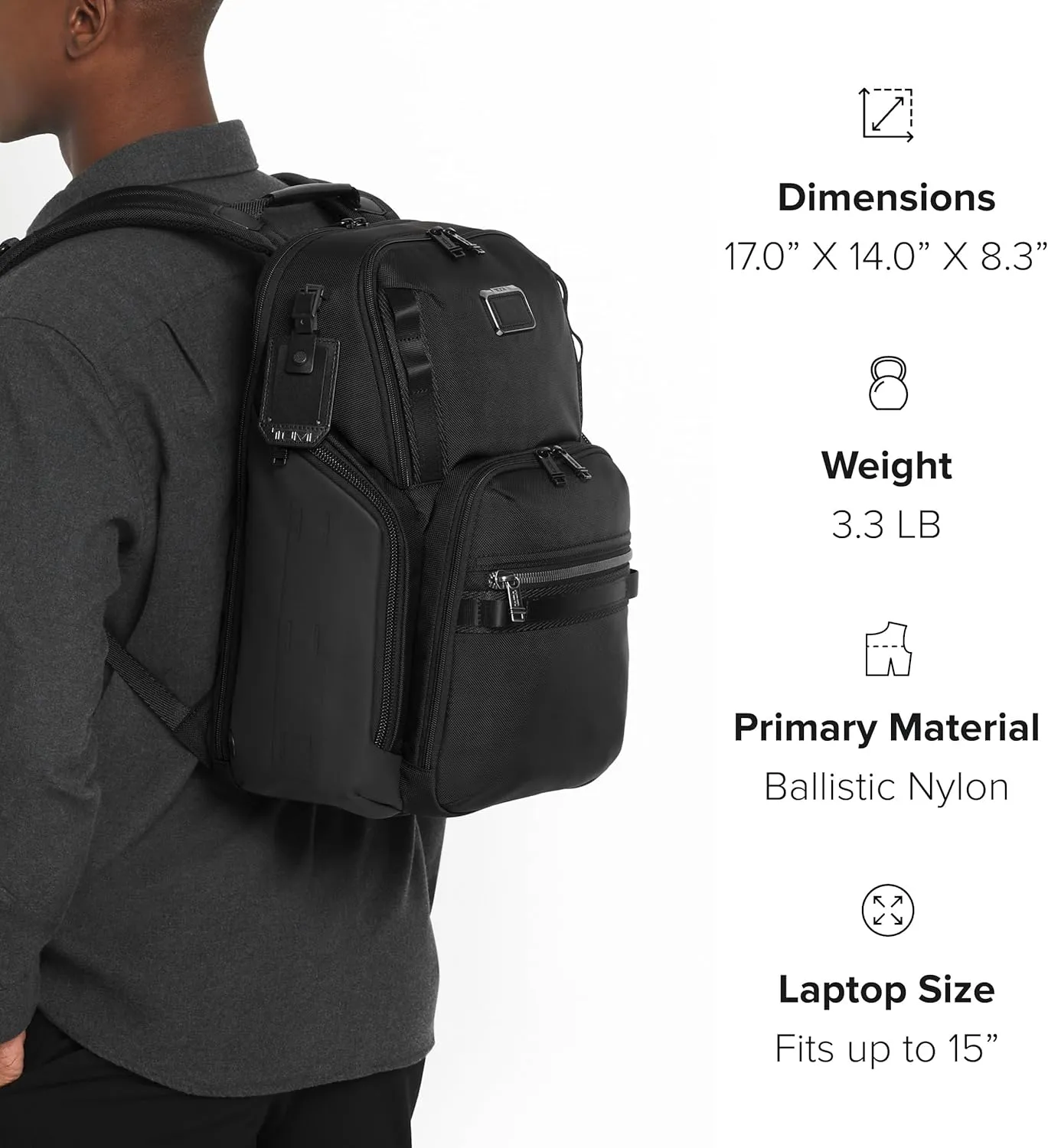 TUMI - Alpha Bravo Search Backpack - Laptop Backpack for Men & Women - Backpack for Work & Travel - 17.0" X 14.0" X 8.3" - Navy Blue