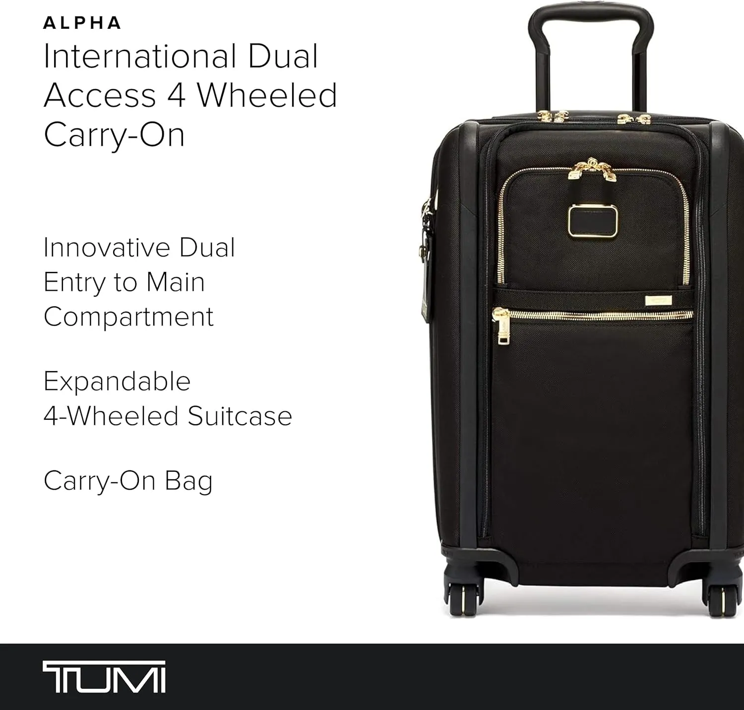 TUMI - Alpha International Dual Access 4-Wheeled Carry-on - Expandable, Durable and Compact Luggage with Removable Garment Bag