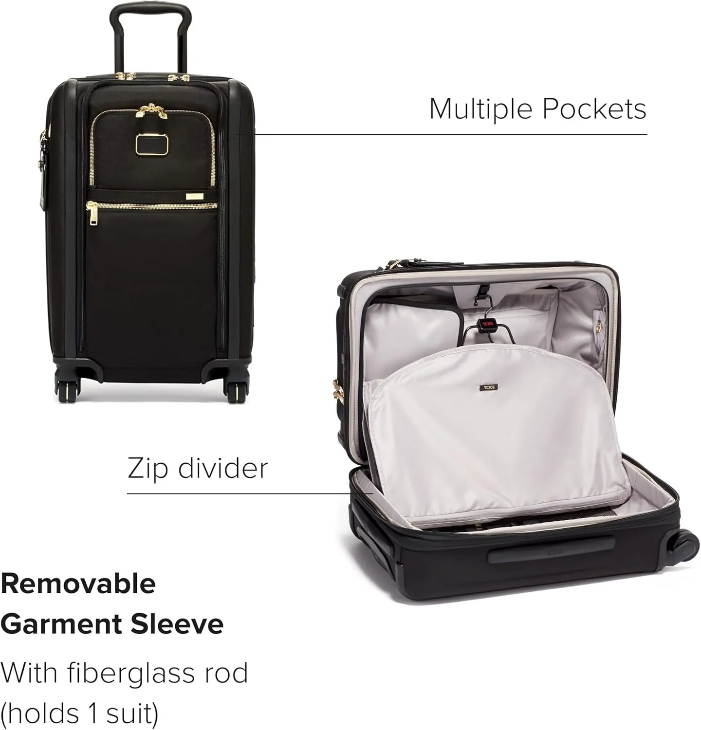 TUMI - Alpha International Dual Access 4-Wheeled Carry-on - Expandable, Durable and Compact Luggage with Removable Garment Bag