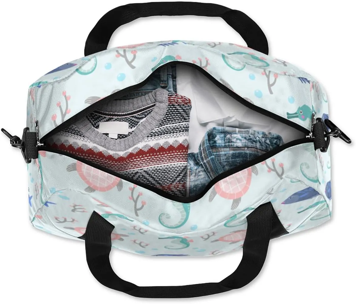 Turtles Fish Pattern Gym Bag, Duffle Bag, Weekender Bag, Duffel Bag, Overnight Bag, Travel Duffel Bag, Dance Bag, Tote Bag, Beach Bag, Pool Bag, Gym Duffle Bag, Carry on Bag
