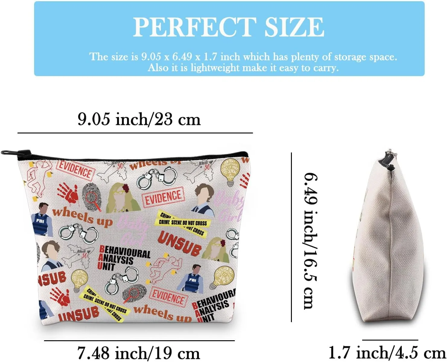 TV Show Inspired Gift TV Show Merchandise Zipper Pouch Spencer Lover Gift Crime Show Makeup Bag for Crime Fans(Crime TV Pattern Bag)
