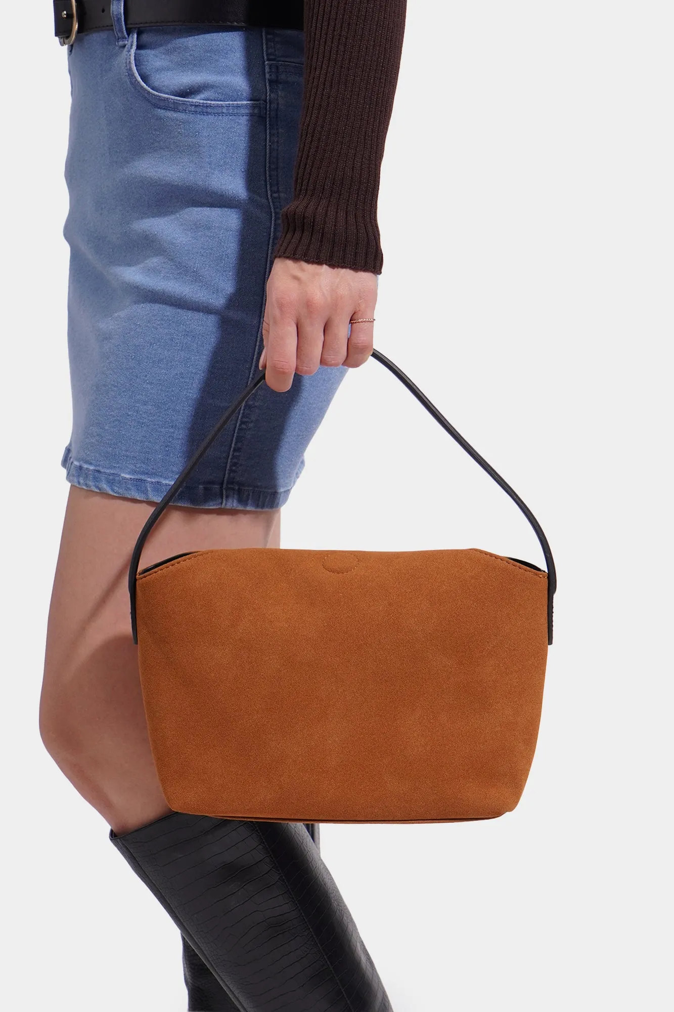 Two Tone Suede Hand Bag