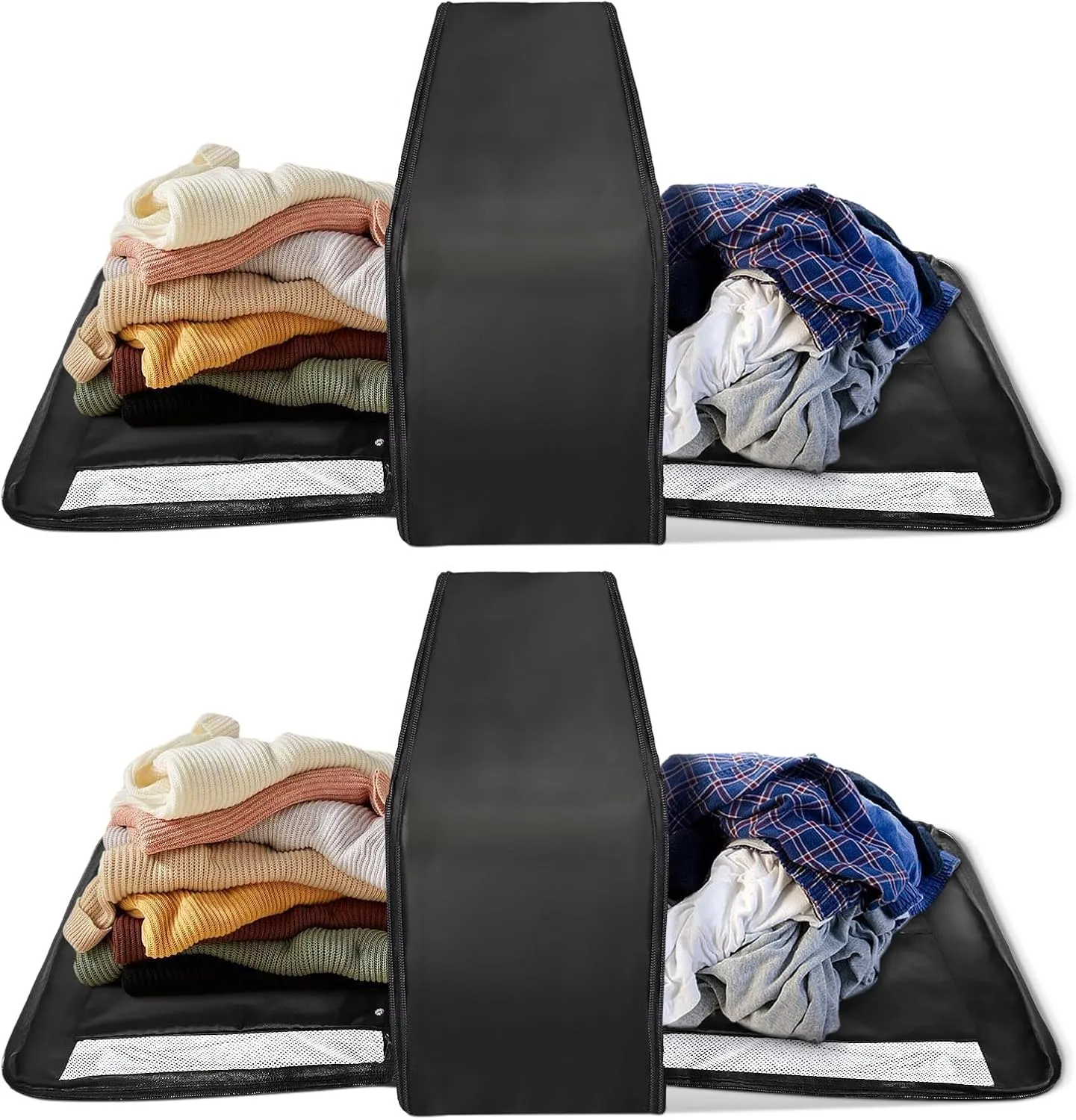 U U 2 Set Large Compression Packing Cubes for Travel, Double-Sided Compression Suitcase Organizer Bag, Expandable Travel Accessories for Separate Clean and Dirty Clothes (Black, 2 Set)