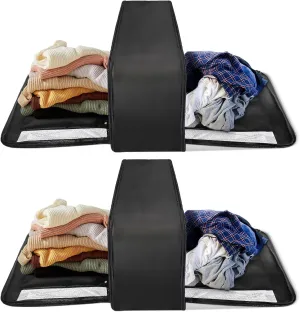 U U 2 Set Large Compression Packing Cubes for Travel, Double-Sided Compression Suitcase Organizer Bag, Expandable Travel Accessories for Separate Clean and Dirty Clothes (Black, 2 Set)