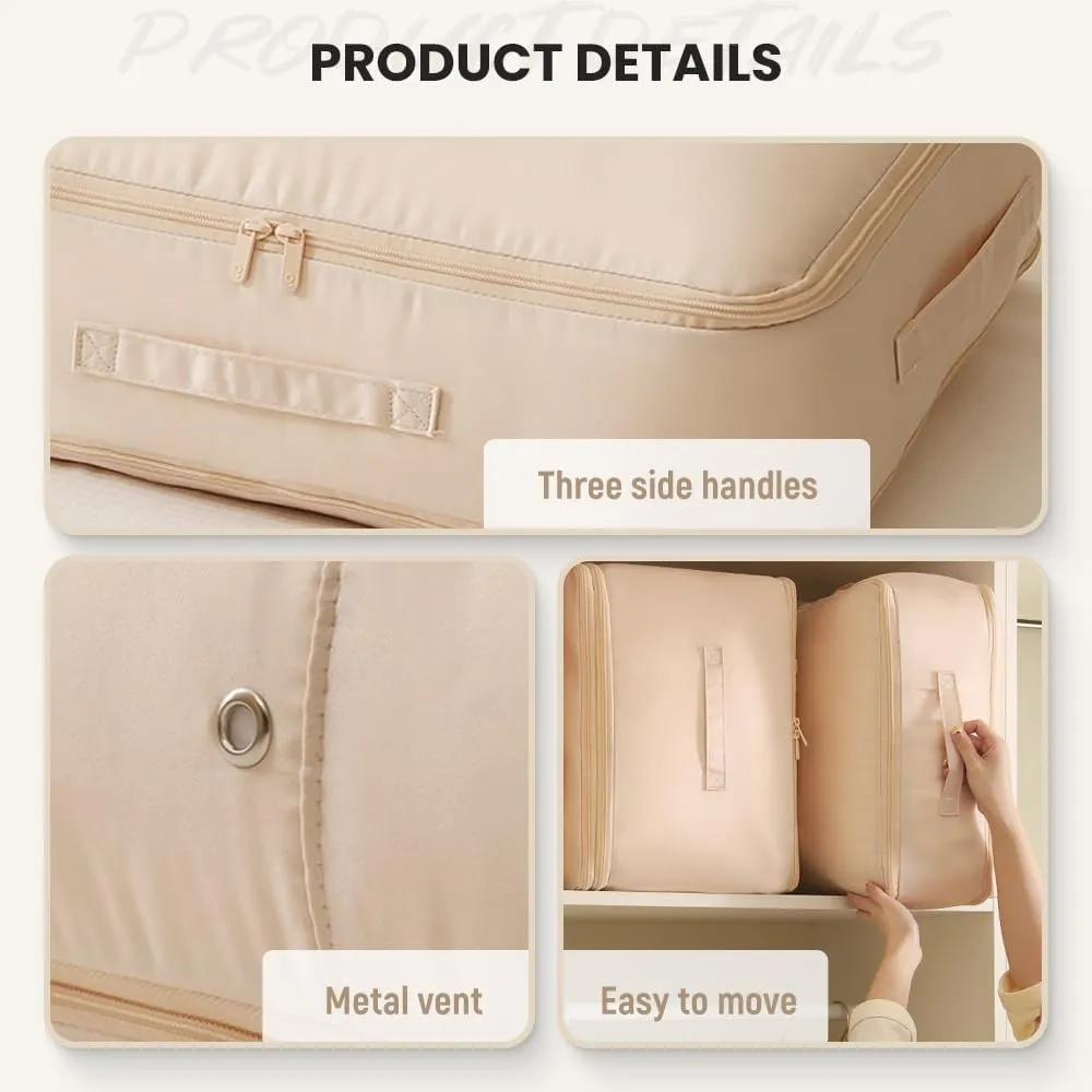 Ultra Space Saving Self Compression Organizer, 2024 New Propositiony Ultra Space Saving Self Compression, Storage Tote for Space Saving Compression Moving Organizer Bags for Blankets (Beige, X-Large)