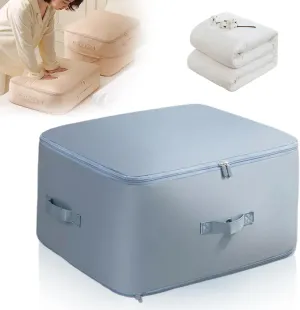 Ultra Space Saving Self Compression Organizer, 2025 Upgrade Space Saver Quilt Compression Storage Bag, Premium Comforter Storage Bag Packaging Cube Bedding Storage Bag (Blue, Large(54x42x30cm))