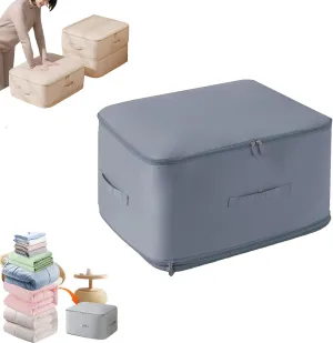 Ultra Space Saving Self Compression Organizer, Blanket Storage Bags, Comforter Storage for Organizing Bedroom, Closet, Clothing, Comforter (Blue, X-Large (for quilts))