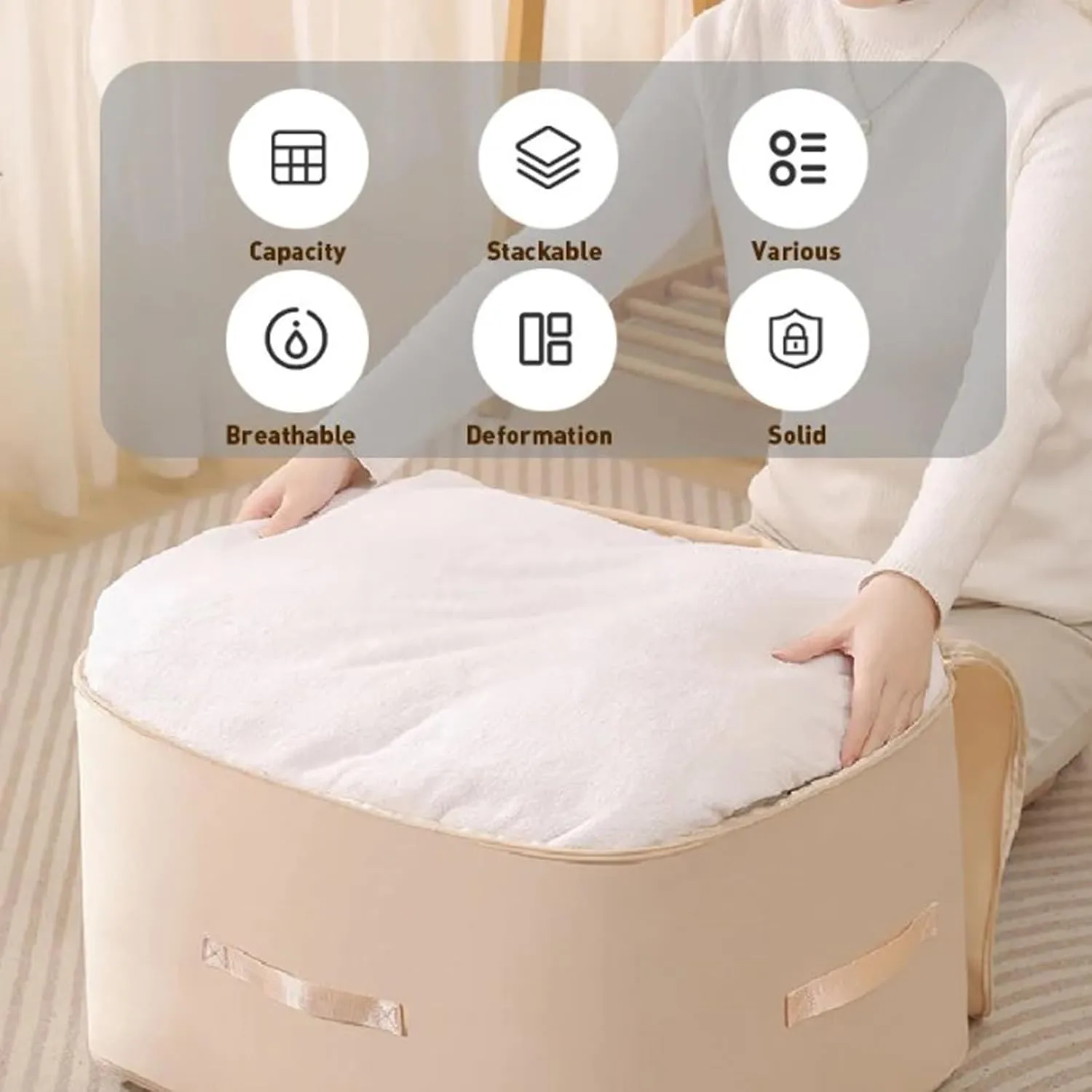 Ultra Space Saving Self Compression Organizer, Compression Duvet Storage Bag Large Capacity, Heavy Duty Moving Bags, Self Compression Moving Organizer Bags for Comforters, Clothes (GRAY,X-Large)