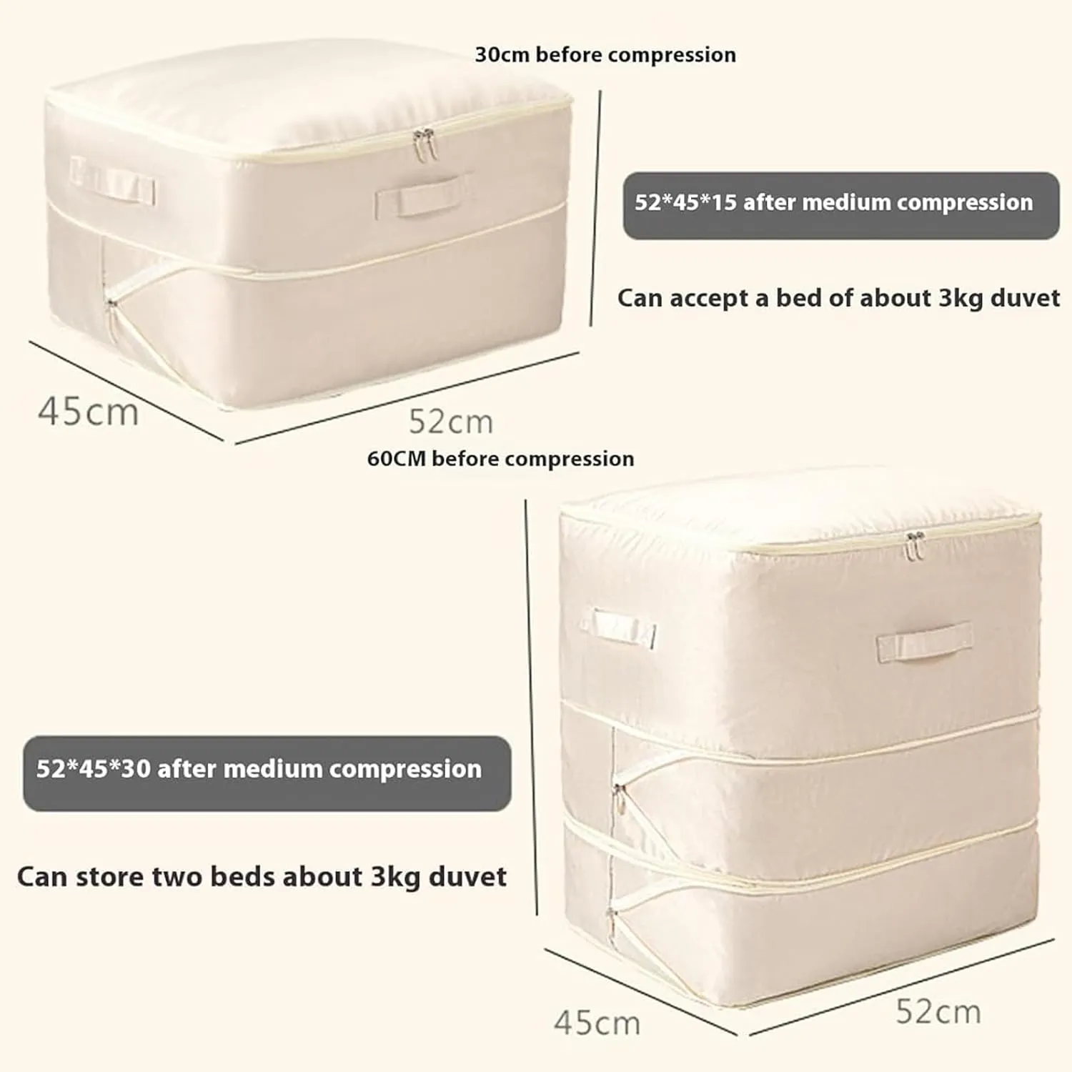 Ultra Space Saving Self Compression Organizer, Compression Duvet Storage Bag Large Capacity, Heavy Duty Moving Bags, Self Compression Moving Organizer Bags for Comforters, Clothes (GRAY,X-Large)