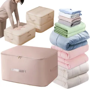 Ultra Space Saving Self Compression Organizer, Heavy Duty Moving Bags, Storage Tote for Space Saving, Self Compression Moving Organizer Bags for Comforters, Clothes, Blankets (Pink,L(54*42*30CM))