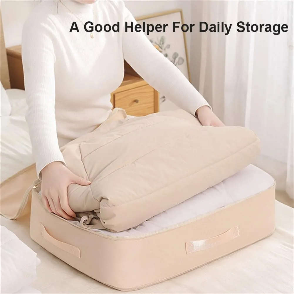 Ultra Space Saving Self Compression Organizer, Heavy Duty Moving Bags, Storage Tote for Space Saving, Self Compression Moving Organizer Bags for Comforters, Clothes, Blankets (Pink,L(54*42*30CM))