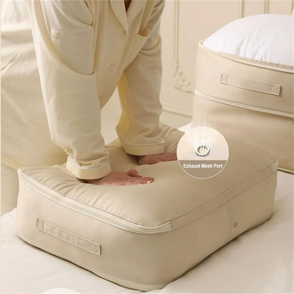 Ultra Space Saving Self Compression Organizer, Heavy Duty Moving Bags, Storage Tote for Space Saving, Self Compression Moving Organizer Bags for Comforters, Clothes, Blankets (Pink,L(54*42*30CM))
