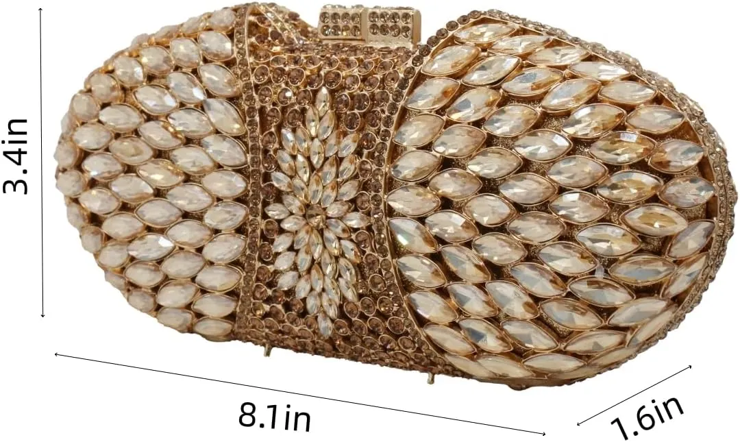 UMREN Luxury Crystal Clutch Rhinestones Evening Bag for Women Bling Purse Sparkly Diamond Handbag for Wedding Party Prom