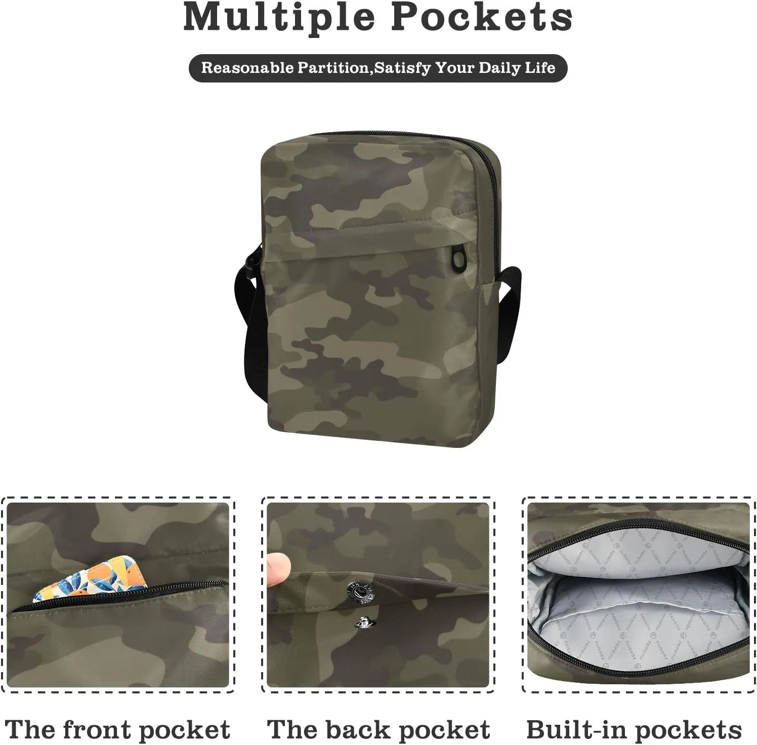 Unisex Crossbody Bag, Animal Pattern Durable Sling Side Shoulder bags for men women, One Size