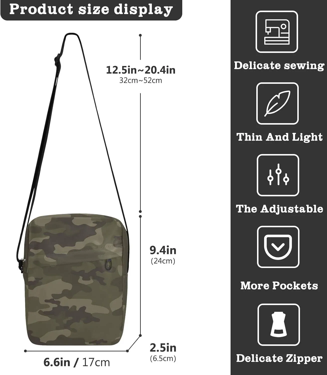 Unisex Crossbody Bag, Animal Pattern Durable Sling Side Shoulder bags for men women, One Size