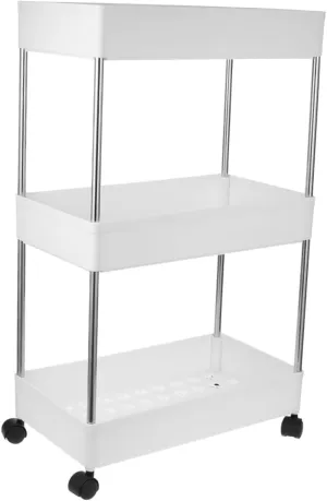 Unomor 1Pc Rolling Bathroom Shelf Wheeled Sundries Organizer with Random Bottom Pattern Mobile Storage Cart for Laundry and Bathroom Essentials Easy to Move and Store Versatile