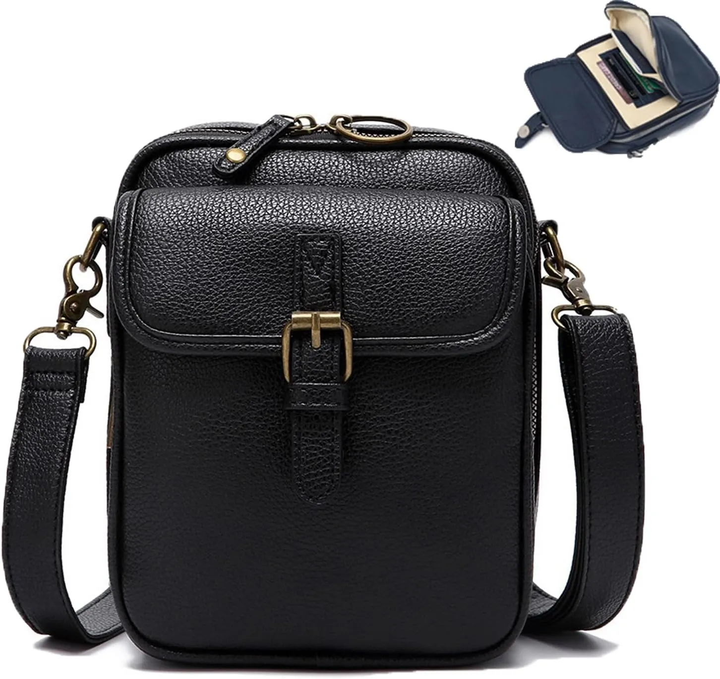 Urvashi Crossbody Leather Bag(10 ID slots   locking zipper), Keep Small Items Organized and Hands - Free When You Go