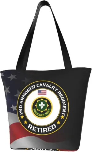 Us Army 2nd Armored Cavalry Regiment Retired Fashion Shoulder Bag Large Capacity For Man Or Woman