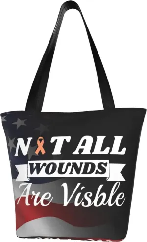 Uterine Cancer Awareness Not All Wounds Are Visible Fashion Shoulder Bag Large Capacity For Man Or Woman