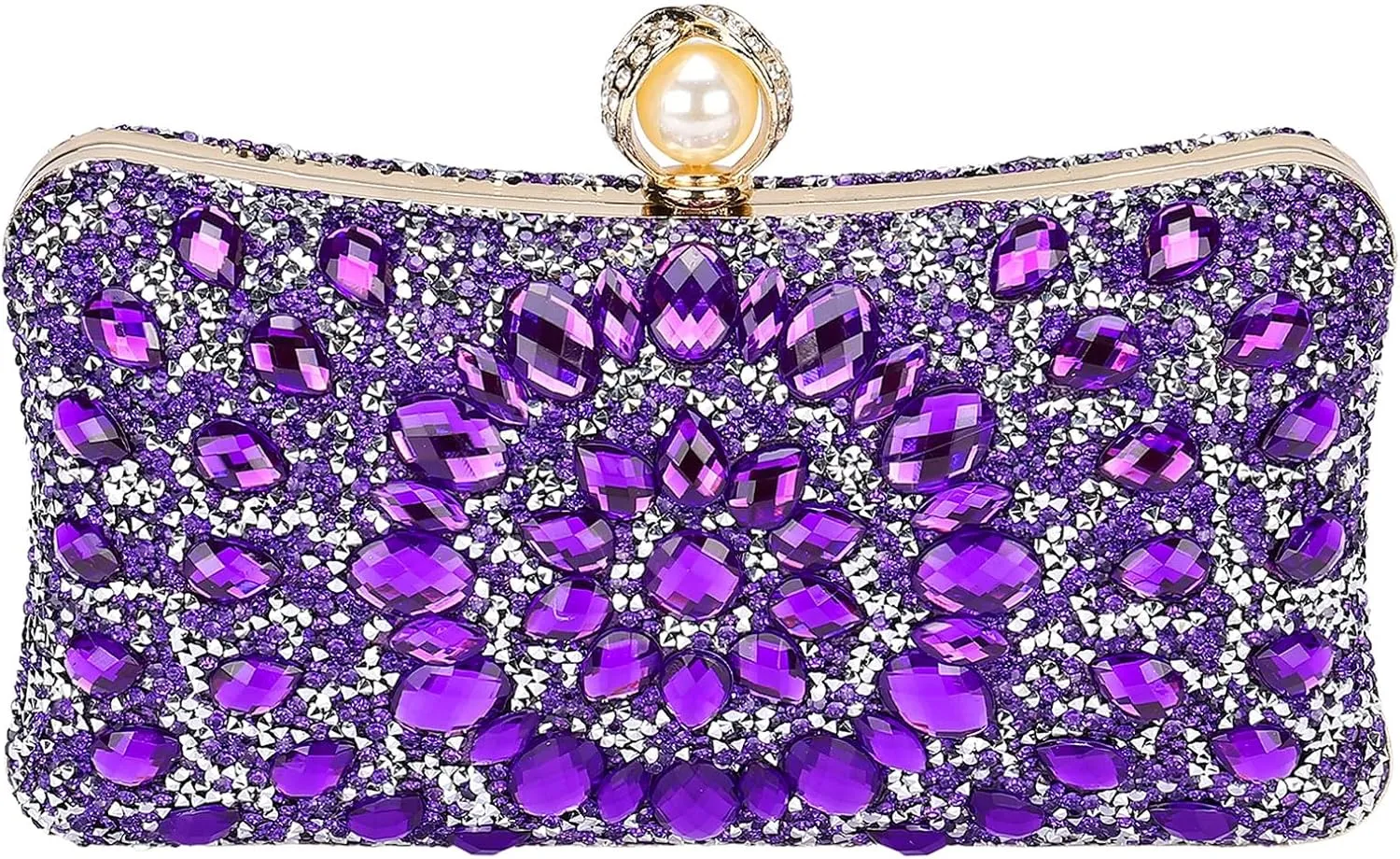 uxcell Evening Bag for Women, Sparkly Crystal Rhinestone Clutch Purse with Chain Strap Shoulder Bag