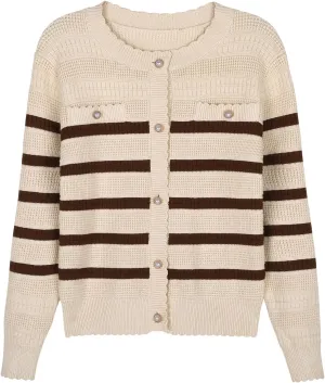 V FOR CITY Cardigan Blazers for Women Knit Tweed Jacket Winter Chunky Cardigans Button Down Sweater Coat with Pockets