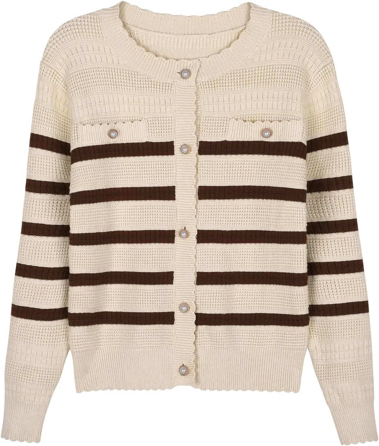 V FOR CITY Cardigan Blazers for Women Knit Tweed Jacket Winter Chunky Cardigans Button Down Sweater Coat with Pockets
