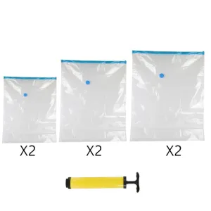 Vacum Storage Bag | with Hand Pump Included | Pack of 6
