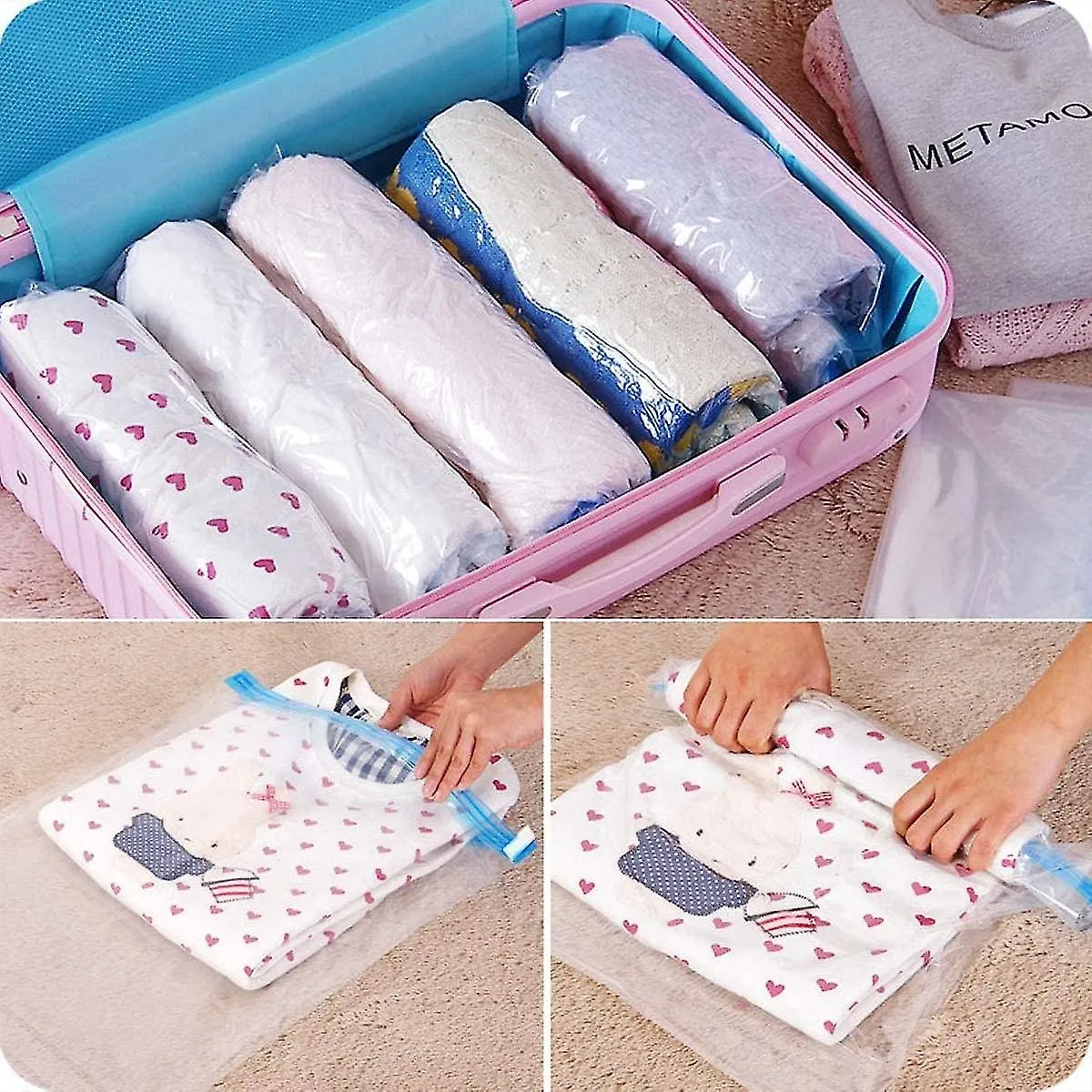 Vacuum Compression Bags - Space Saving 35x50 Transparent