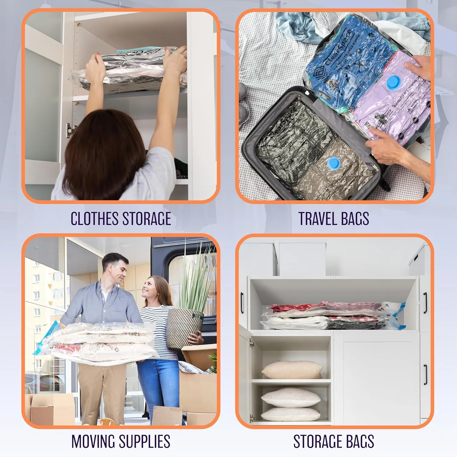Vacuum Seal Bags for Clothing Travel, 10 Large - Space Saver Vacuum Storage Bags, Blanket & Clothes Storage Bags Vacuum Sealed – Hand Pump Included, Bolsas Para Guardar Ropa Al Vacío